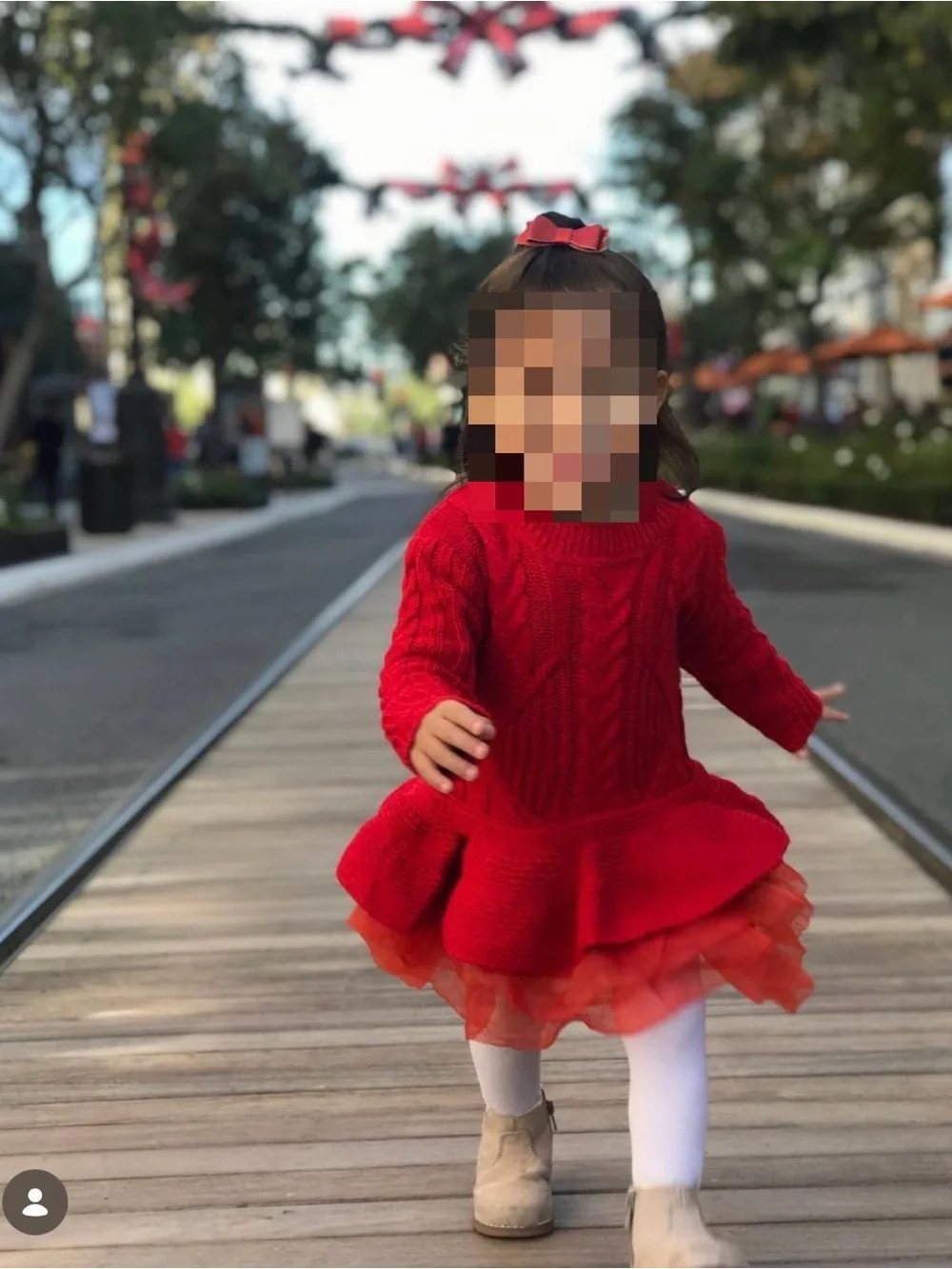 Red Holidays Sweater Cable Knit Tutu Dress with Tulle Trim
